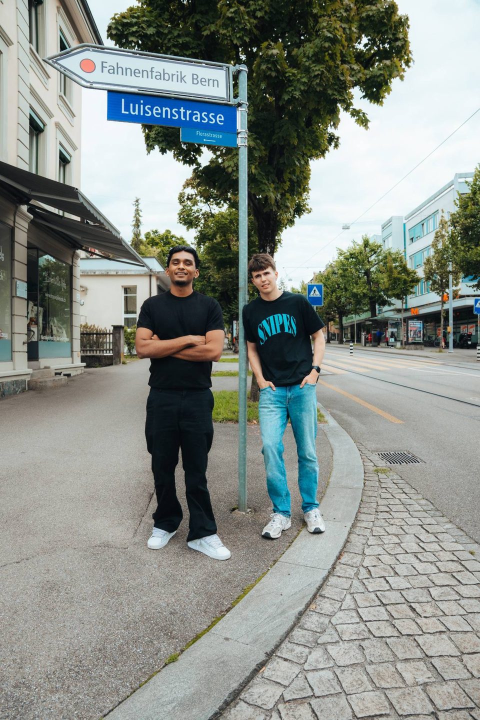 Janis Chatelain und Rojith Ragavan an der Luisenstrasse in Bern, 2025